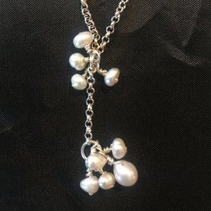 Dainty  Silver-toned Necklace Featuring a Dangle of Fresh Water Pearls